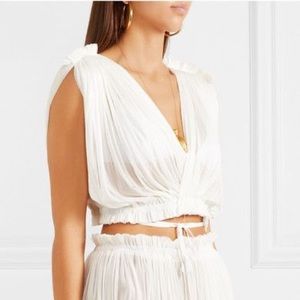 100% silk white short and top set by Elena Makri